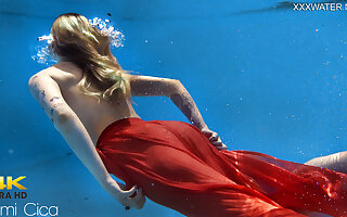 Finlands best Mimi Cica underwater nude swimming