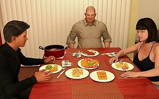 Cenando en Familia Con Mi Hijo y Su Hermosa Esposa Caliente