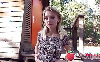 SWEET TEEN Lily Ray gets BONED behind an superannuated shack and swallows a broad in the beam load! (ENGLISH) Dates66.com